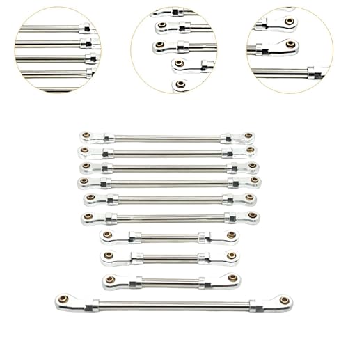 10 Pieces Steering Servo Link RC Car Pull Rod Metal Upgrade Linkage Model Parts Sturdy Construction Suitable for WLtoys 1/10 RC Truck, Argent - color: Argent
