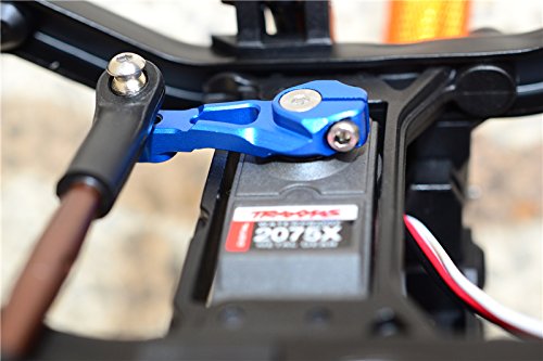 GPM 6Pc Set Upgrades Aluminum Servo Horn with Steering Link for 1/10 TRX4 Defender Trail Crawler (82056-4) RC Cars (Green)