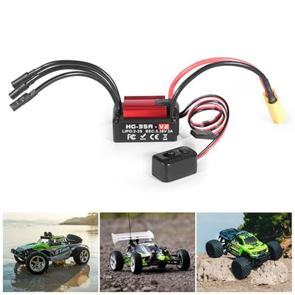 Brushless ESC, Waterproof Electronic Speed Controller Protection for 1/10 RC Crawler Car, RC Trail Truck (Red XT60 Plug) - color: Red Xt60 Plug