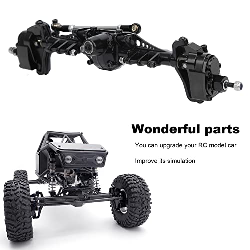 Remote Control Crawler Metal Front Portal Axle Assembly for Axial Capra 1.9 UTB RC Car with Aluminum Alloy Hardened Steel Bearing Steering Rod (Black Red)