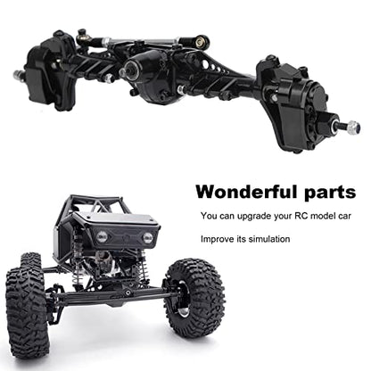 Remote Control Crawler Metal Front Portal Axle Assembly for Axial Capra 1.9 UTB RC Car with Aluminum Alloy Hardened Steel Bearing Steering Rod (Black Red)