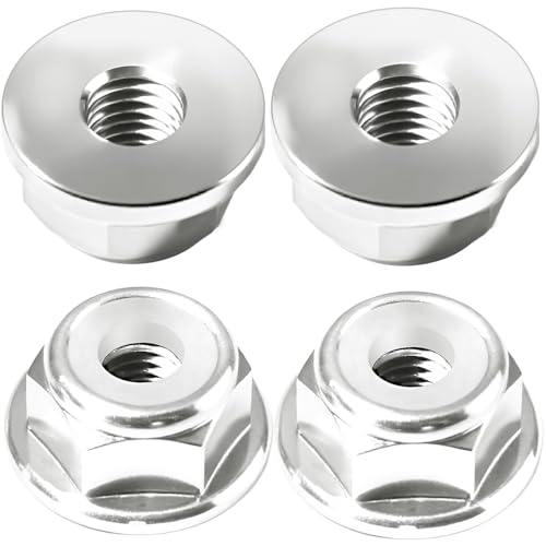 4Pcs M2 Flange Lock Nuts Metric Nylon Inserted Hex Self-Lock Non-Slip Aluminium Self Clinching Nuts for 1/24 RC Car Axial SCX24 Furniture DIY Industrial Construction Fasteners - color: Silver, size: 4Pcs