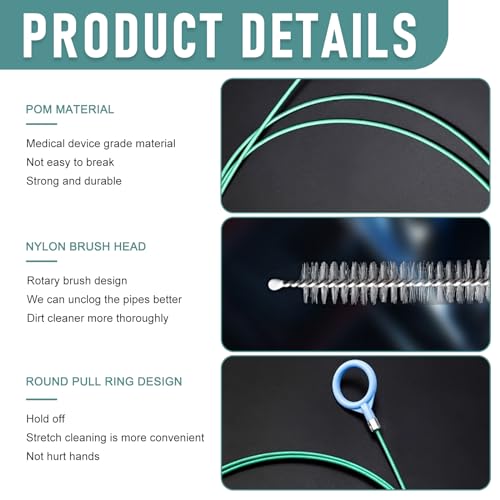 Pack-1 Car Air Conditioning Pipe Cleaning Brush, 9.8Ft Rotatable Vehicle Sunroof Drain Hole Unblocker, Universal Automotive Unblocking Repair Slender Drainage Tool Accessories (Green)