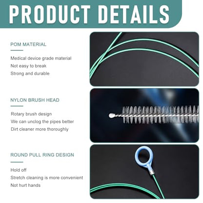 Pack-1 Car Air Conditioning Pipe Cleaning Brush, 9.8Ft Rotatable Vehicle Sunroof Drain Hole Unblocker, Universal Automotive Unblocking Repair Slender Drainage Tool Accessories (Green)
