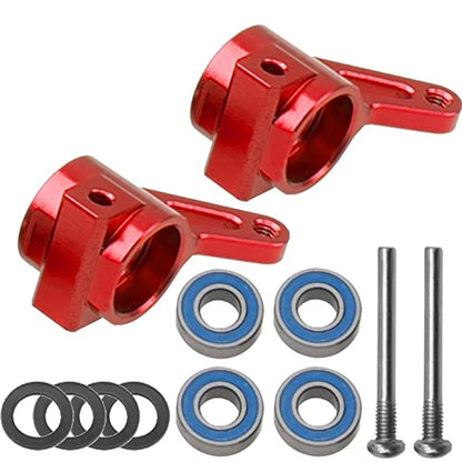 Aluminum Front Steering Knuckles Carrier Blocks Steering Cup Compatible with 1/10 Traxxas Slash 2WD Rustler Stampede Bandit RC Car,Replace of 3736 (Red) - color: Red