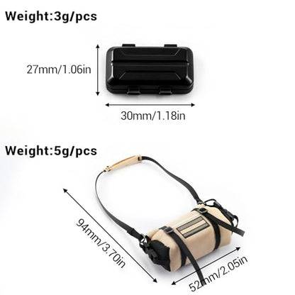1/24 1/18 Scale RC Crawler Accessories Compatible with 1/24 SCX24 1/18 TRX4M Car Roof Kit with Luggage Net, ARB Bag, Recovery Boards, Shovel, Toolboxes, Wood Box, Luggage Box - color: Red