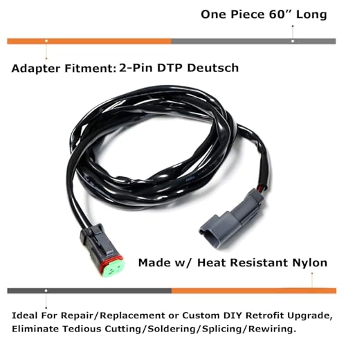 iJDMTOY 60-Inch Deutsch DT DTP Extension Harness Kit Compatible with Off-Road LED Light Bar, LED Pod Lights, Worklamp, etc