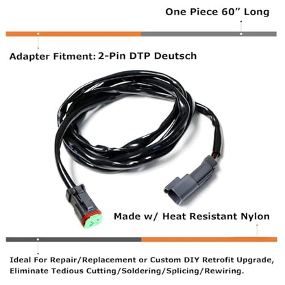 iJDMTOY 60-Inch Deutsch DT DTP Extension Harness Kit Compatible with Off-Road LED Light Bar, LED Pod Lights, Worklamp, etc