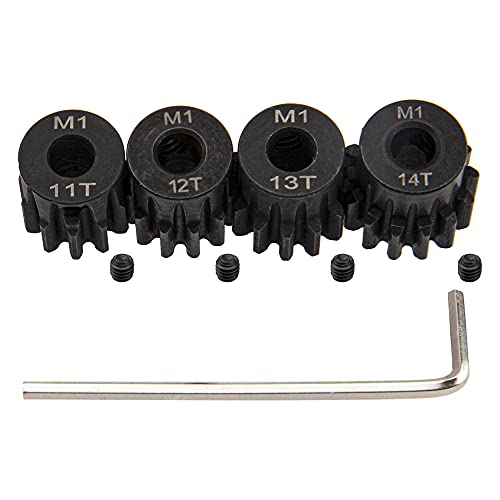 ShareGoo Mod 1 Hardened Steel M1 Pinion Gear Sets 11T 12T 13T 14T fit 5mm RC Motor Shaft Compatible with Arrma Traxxas Axial HSP Redcat Losi 1/8 1/10 Scale RC Car Truck Buggy