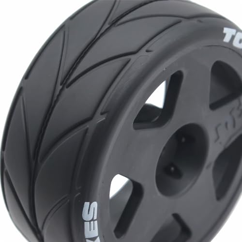 65mm 4PCS 1/10 RC On-Road tires and Hard Plastic wheels set Hex 12mm For WRC Drift Car Conversion 1/10 RC On-Road Car Traxxas Tamiya FW06 TT02 HPI HSP 94122 Kyosho W36 (Black) - color: Black