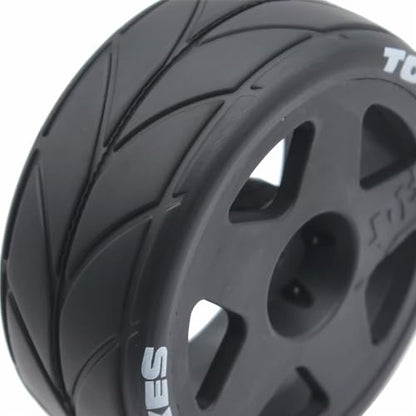 65mm 4PCS 1/10 RC On-Road tires and Hard Plastic wheels set Hex 12mm For WRC Drift Car Conversion 1/10 RC On-Road Car Traxxas Tamiya FW06 TT02 HPI HSP 94122 Kyosho W36 (Black) - color: Black