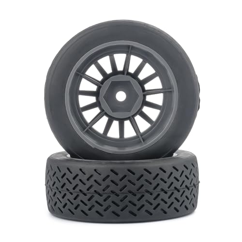 4PCS 1/10 RC Rally Tires & Rims, 58x22mm 12mm Hex Wheel Set, Fits for MJX 14303 14304 1/14 Scale On-Road Car W310 - color: Gray