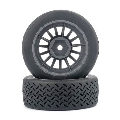 4PCS 1/10 RC Rally Tires & Rims, 58x22mm 12mm Hex Wheel Set, Fits for MJX 14303 14304 1/14 Scale On-Road Car W310 - color: Gray