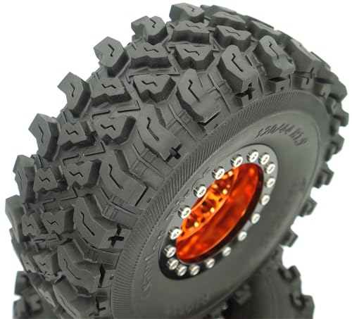 RC 1.9 Beadlock Wheels Negative Offsets 8mm and Tires for 1/10 SCX10 SCX10 SCX10 Pro TRX4 TRX6 Gen7/8 RC Crawler Remote Control Car Upgrades Aluminum 1.9 Wheel Rims (Orange Black) DK - color: Orange Black