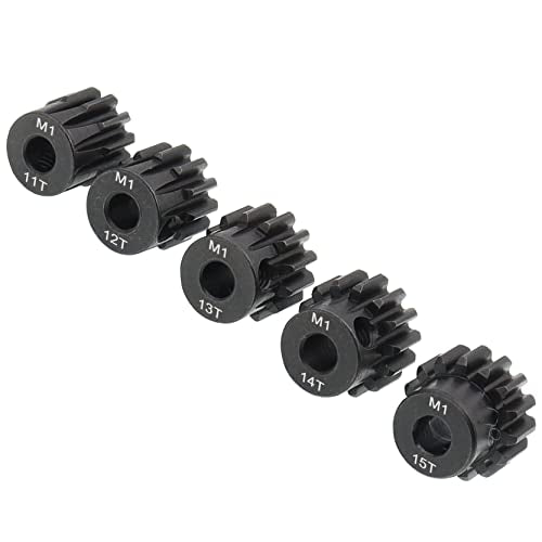 5PCS Metal Steel M1 Pinion Gear Sets 11T 12T 13T 14T 15T fit 5mm RC Motor Shaft Gears Compatible with Arrma Traxxas Axial HSP Redcat Losi 1/8 1/10 Scale RC Car Truck Buggy