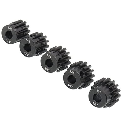 5PCS Metal Steel M1 Pinion Gear Sets 11T 12T 13T 14T 15T fit 5mm RC Motor Shaft Gears Compatible with Arrma Traxxas Axial HSP Redcat Losi 1/8 1/10 Scale RC Car Truck Buggy