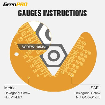 GRENPRO 23PCS Ratcheting Wrench Set SAE Metric Combination Mechanic Tools | 1/4"-3/4"&6-18MM Bolt Gauge, Gray Nickel CR-V 72-Tooth 5-Degree Swing 12Pt Color Rings, Roll Pouch for Auto & Home Repair - style: 23PCS Ratcheting Wrench Set Metric&SAE With Colo