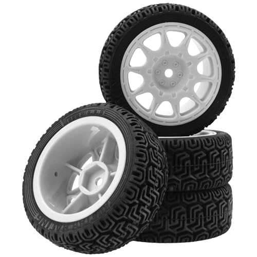 1/10 RC On Road Tires & Nylon Wheel Rims 12mm Hex OD70mm Rubber Tires Compatible with Tamiya TT01 TT02 XV01 HSP HPI Kyosho Traxxas WLtoys 1/10 1/12 On-Road Touring Car (White) - color: White