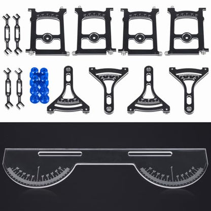 Aluminum Multi-Functional 1/10 RC On Road Car Alignment Tool Set– Camber/Toe/Slip Angle Gauge, Suspension Tuning Setup Gauge, Ultimate Suspension & Steering Adjustment Tool (Blue Set with Wrench) - color: Blue Set With Wrench