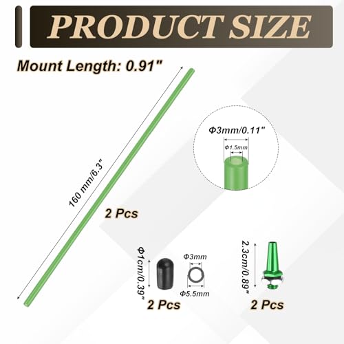 uxcell 160mm Plastic Protection Antenna Tube, RC Antenna Tube with Mount and Cap for RC Car Boat Drone Receiver(Green, 2 Pcs) - color: Green, size: 160mm