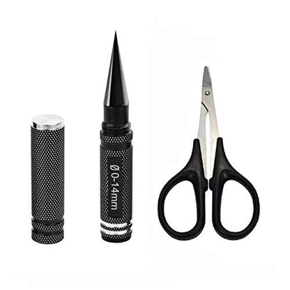ShareGoo Universal 0-14mm RC Reamer Hole Puncher with Sleeve & Curved Scissors Tool Drills Set for RC Body Shell RC Car Truck Tank Drone (Black)