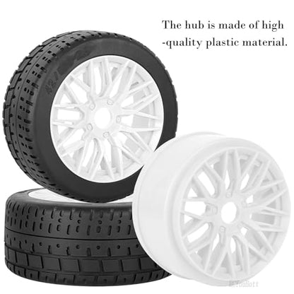 RC Tires Highway Tires for 1/8 Typhon 6s BLX,1/7 Infraction 6S BLX,Limitless RC Car,RC Wheels Set/Highway Wheel,Plastic Wheels,White - color: White- (Wheel Tires)