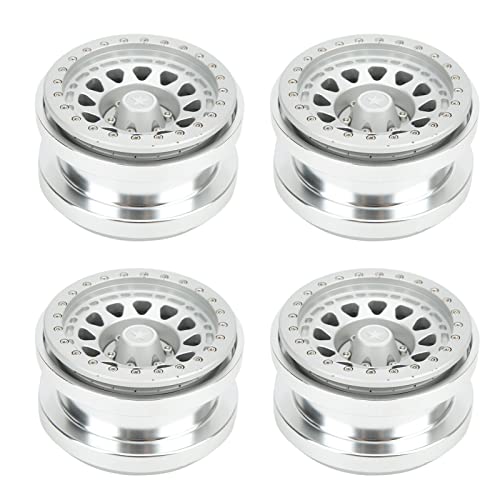 VBESTLIFE 4 PCS 2.9 Inch Wheels 12 Hole Alloy Wheels, 1/6 RC Car Wheels for AXAIL SCX6 1/6 RC Car - color: Silver