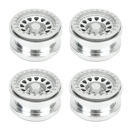 VBESTLIFE 4 PCS 2.9 Inch Wheels 12 Hole Alloy Wheels, 1/6 RC Car Wheels for AXAIL SCX6 1/6 RC Car - color: Silver