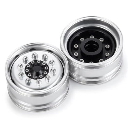 RC Car Assortment for Tamiya 1/14 RC Truck Trailer Cargo for Climbing Car Front Wheel Hub Aluminum Alloy 10 Spokes Rims(2PCS) - size: 2PCS