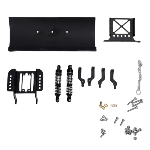Zunate 1/18 Scale RC Metal Snow Plow Replacement for Crawler, Alloy Front Shovel with Shock Absorption for Winter Scenes & Obstacle Clearing (Black) - color: Black