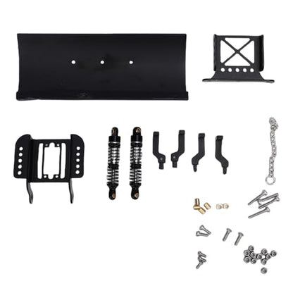 Zunate 1/18 Scale RC Metal Snow Plow Replacement for Crawler, Alloy Front Shovel with Shock Absorption for Winter Scenes & Obstacle Clearing (Black) - color: Black