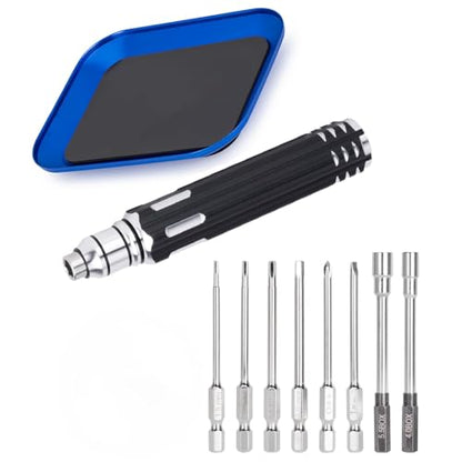 10pcs RC Model Repair Tools Kit with 1.5/2.0/2.5/3.0/4.0/5.5mm Hex Screwdrivers Wrench Phillips & Slotted Screwdriver, Metal Tray for RC Cars Helicopter Drone Boat (10pcs Kit) - color: 10pcs Kit