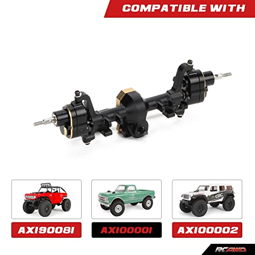 RCAWD Front Portal Axle Set for Axial SCX24 Upgrades Housing with Steel Gears& Brass Worm Gears& Brass Third Member Housing& Brass Hex, Aluminum Hop Ups Parts #AXI31609 Black