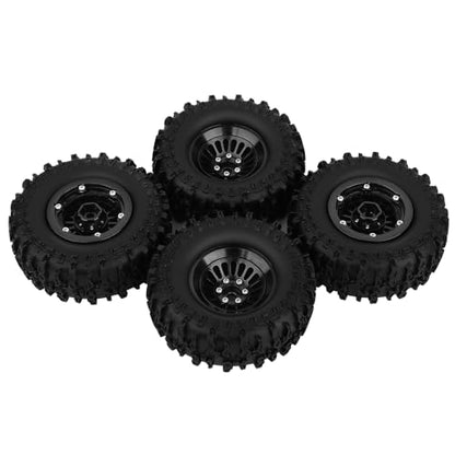 CNC 1.3" Beadlock Wheel Tires Set-Swamp Claw Mud Terrain Tires and Aluminum Wheel for SCX24 1/24 TRX4M Ascent18 1/18 RC Crawler (Black) - color: Black