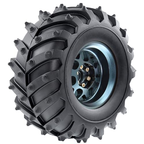 REDSPIDER • Metal 2.2 Beadlock Wheels and Tires 2.2'' Crawler Monster Spike Tire(4pcs) for 1/10 RC Crawler Car TRX4 TRX6 Axial SCX10 90046 SCX10 III AXI03007 Tamiya CC01 D90 D110 (Titanium) - color: Titanium