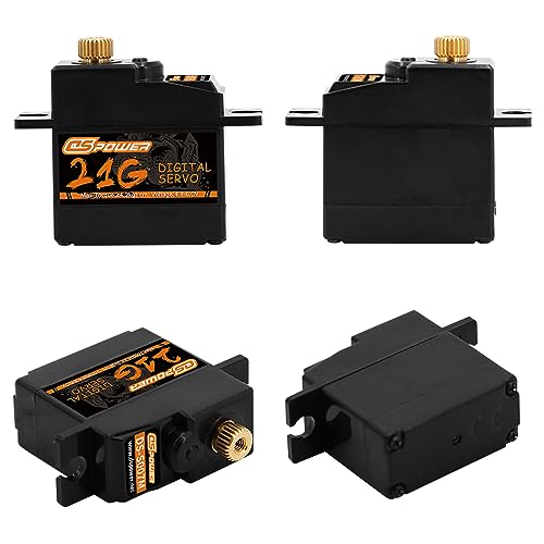2PCS 21G Mini Digital Servo, Steering Gear Full Metal Gear Micro RC Servos Motor Kit with 25T Servo Horn for 1/18 1/16 1/14 RC Car Model Boat Fixed-Wing Helicopter Airplane Robot Toy