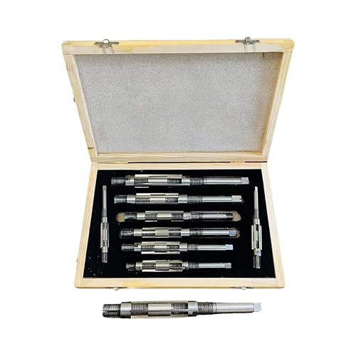 Adjustable Hand Reamer H4-H12 for Metal/Wood Repair, 15/32" to 1-3/16" | Expandable Carbon Steel Blades, Straight Flutes, 11.90-30.16mm Capacity, Bore Sizing, Precise Hole Finishing & Reaming Tool - size: H4 to H12 - 9Pcs