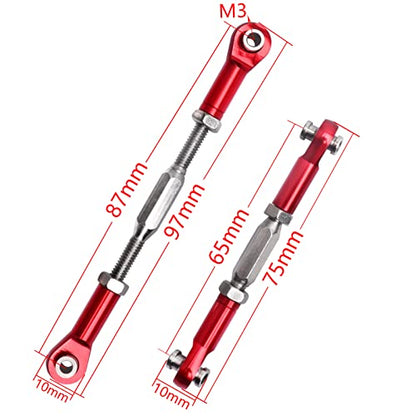 Hobbypark Steel Turnbuckles and Aluminum Camber Links Rod Ends Toe Links Set Linkage for Arrma 1/8 Typhon Mega 4x4 Option Parts (6PCS) (Red) - color: Red