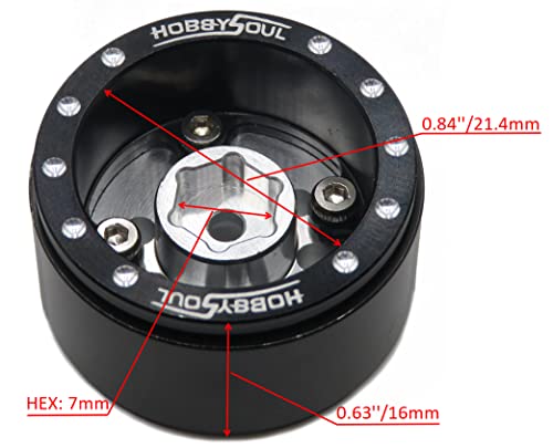 Adjustable Offset 1.0 Beadlock Wheels Black Silver, Heavy 1.0 offset rc rims Wheels 21g/rim For 1/18 Traxxas TRX4M Axial SCX24 90081 & Other RC Micro Crawler Truck, (4-Pack) - color: Black & Silver