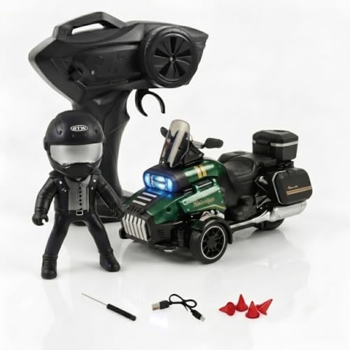 1:43 Scale 3-Wheel Drive RC Drift Car, Full Proportional Steering Servo, High-Speed Drifting, Multifunctional Remote Controller, Optional Knight Rider Figure, Premium Glossy Finish for Adults (GREEN) - color: Green