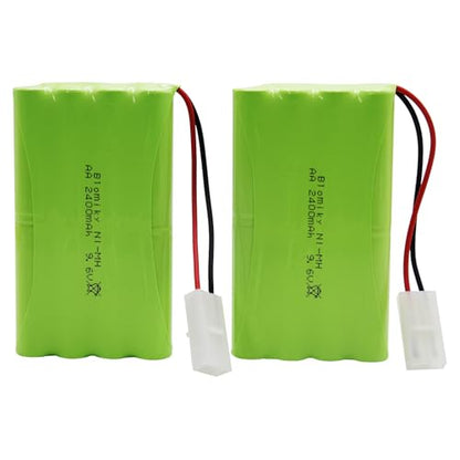 Blomiky 2 Pack 9.6V 2000mAH NiMH Rechargeable AA Battery Packs with Standard Tamiya Connectors Plug and USB Cable for RC Tank Car Truck and Vehicles 9.6V Tamiya 2