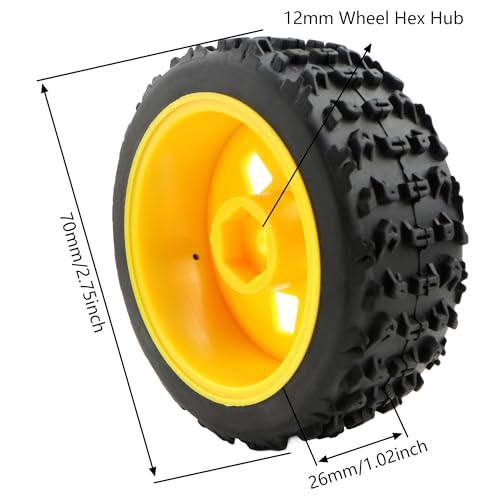 4-Pack RC 1/10 Scale On Road Rally Car Tires OD2.75 Rubber Wheel Rims 12mm Hex Compatible with Traxxas 4 Tec 2.0 Tamiya TT01 XV01 Kyosho WR8 Sakura WLtoys HPI Touring Racing Car (Yellow)