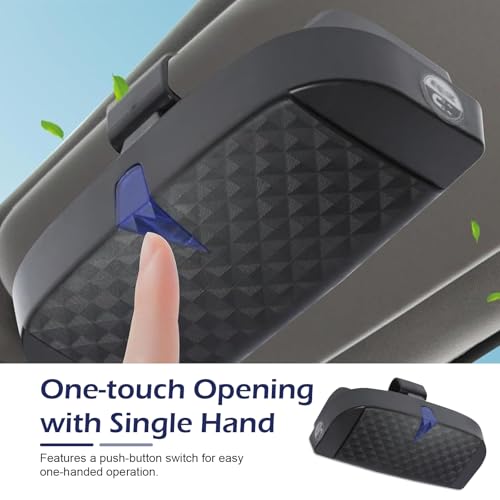 Sun Visor Sunglasses Case, 6.7" x 3.2" Sun Visor Eyeglasses Box, Plastic Hard Shell Sunglass Protective Holder, Universal for Most Cars (Black)