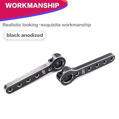 25T Metal Servo Arm 56mm for 30-100CC Balsa Airplanes 1/10 RC(2PCS Black) | Extension Servo Horn for 1/10 Car Boat Futaba HSP Wltoys Axial SCX10 Parts,CNC Machining - color: 2pcs Black
