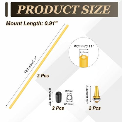 uxcell 160mm Plastic Protection Antenna Tube, RC Antenna Tube with Mount and Cap for RC Car Boat Drone Receiver(Gold, Yellow, 2 Pcs) - color: Gold Tone Yellow, size: 160mm