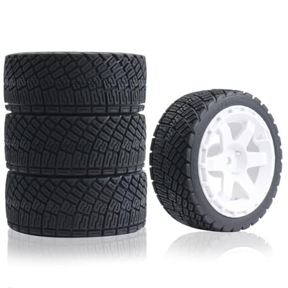 67mm 4PCS 1/10 RC On-Road tires and Hard Plastic wheels set Hex 12mm For WRC Drift Car Conversion 1/10 RC On-Road Car Traxxas Tamiya FW06 TT02 HPI HSP 94122 Kyosho W150