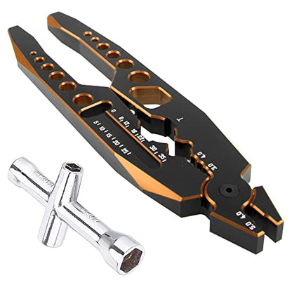 RC Shock Absorber Pliers RC Multifunction Pliers RC Rod Ends Disassemble Tools & Small Cross Socket Spanner Compatible with Traxxas Arrma Axial Losi Redcat HSP 1/8 1/10 RC Car Truck (Golden) - color: Golden