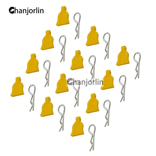 12 Pcs RC Car Universal RC Body Clips with Pull Tabs Car Clips R Clips Compatible with 1/8 1/10 1/12 RC On Road Car Crawler Truck Buggy Shell Replacement Parts TT02 Axial SCX10 (Yellow) - color: Yellow
