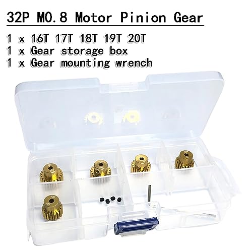 Aluminum Alloy 32P 0.8M Pitch Pinion Gear Set Fit for 1/10 RC Car Truck Motors - size: 16T-20T