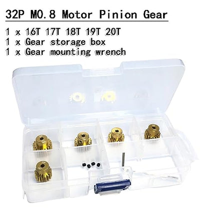 Aluminum Alloy 32P 0.8M Pitch Pinion Gear Set Fit for 1/10 RC Car Truck Motors - size: 16T-20T